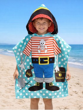Kids Pirate Patterned Hoodie Towel